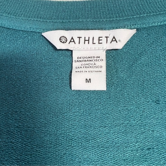 Athleta Women M Sunrise Teal Neck Long Sleeve Thumb Hole Soft Sweatshirt NWOT - Picture 4 of 9